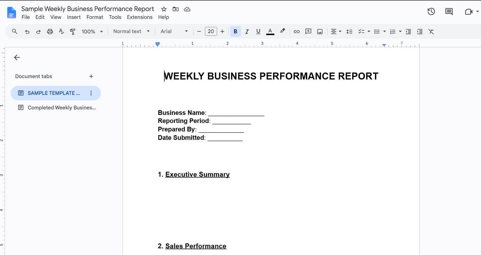 Weekly Business Performance Report